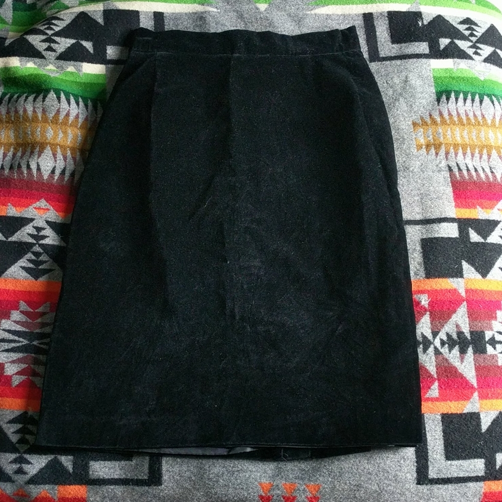 Vintage Velour Black High Waisted Hourglass Skirt